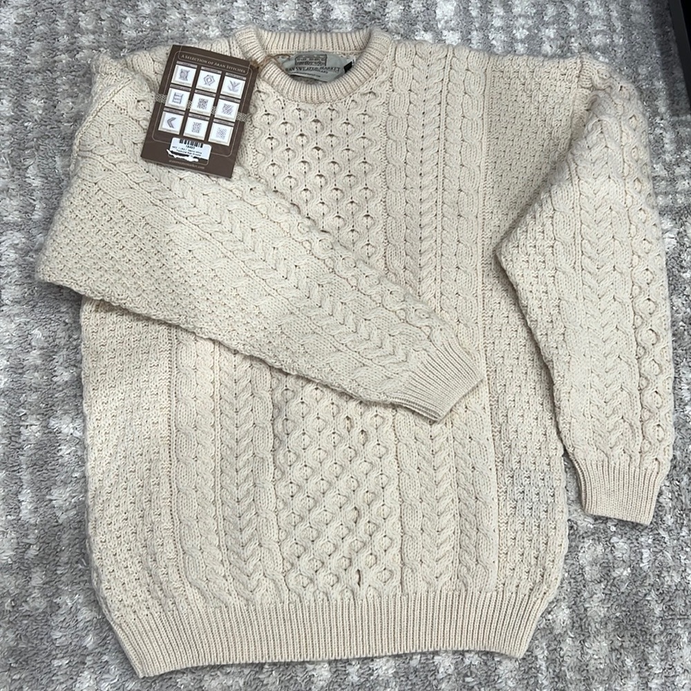 Men’s Merino Aran Sweater White L